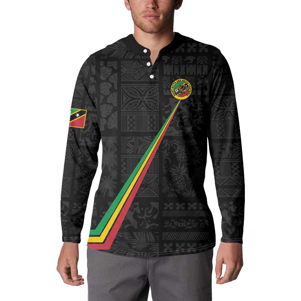 Custom Saint Kitts And Nevis Football Button Sweatshirt Sugar Boyz Black Version - Wonder Print Shop