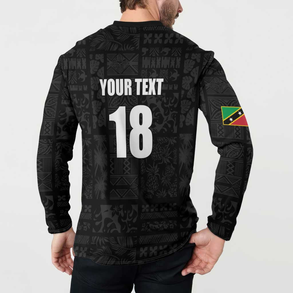 Custom Saint Kitts And Nevis Football Button Sweatshirt Sugar Boyz Black Version - Wonder Print Shop