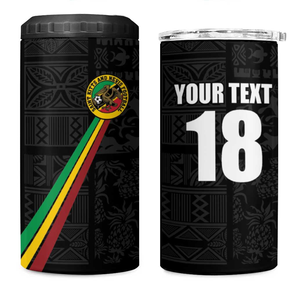 Custom Saint Kitts And Nevis Football 4 in 1 Can Cooler Tumbler Sugar Boyz Black Version - Wonder Print Shop
