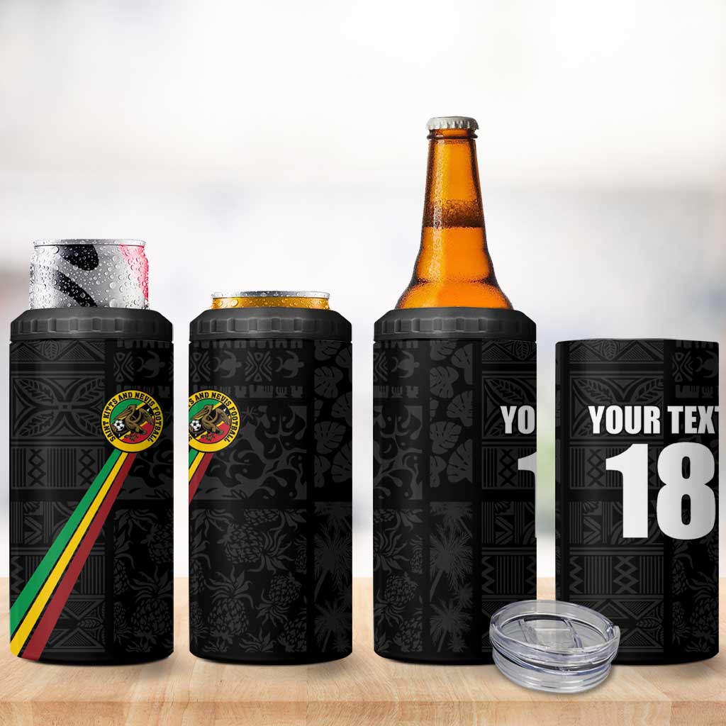 Custom Saint Kitts And Nevis Football 4 in 1 Can Cooler Tumbler Sugar Boyz Black Version - Wonder Print Shop