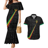 Custom Saint Kitts And Nevis Football Couples Matching Mermaid Dress and Hawaiian Shirt Sugar Boyz Black Version - Wonder Print Shop