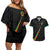 Custom Saint Kitts And Nevis Football Couples Matching Off Shoulder Short Dress and Hawaiian Shirt Sugar Boyz Black Version - Wonder Print Shop