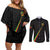 Custom Saint Kitts And Nevis Football Couples Matching Off Shoulder Short Dress and Long Sleeve Button Shirt Sugar Boyz Black Version - Wonder Print Shop