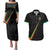 Custom Saint Kitts And Nevis Football Couples Matching Puletasi and Hawaiian Shirt Sugar Boyz Black Version - Wonder Print Shop