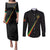 Custom Saint Kitts And Nevis Football Couples Matching Puletasi and Long Sleeve Button Shirt Sugar Boyz Black Version - Wonder Print Shop