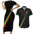 Custom Saint Kitts And Nevis Football Couples Matching Short Sleeve Bodycon Dress and Hawaiian Shirt Sugar Boyz Black Version - Wonder Print Shop