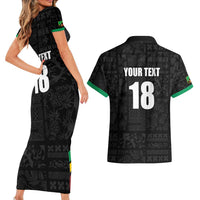 Custom Saint Kitts And Nevis Football Couples Matching Short Sleeve Bodycon Dress and Hawaiian Shirt Sugar Boyz Black Version - Wonder Print Shop