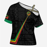 Custom Saint Kitts And Nevis Football Cross Shoulder Shirt Sugar Boyz Black Version - Wonder Print Shop