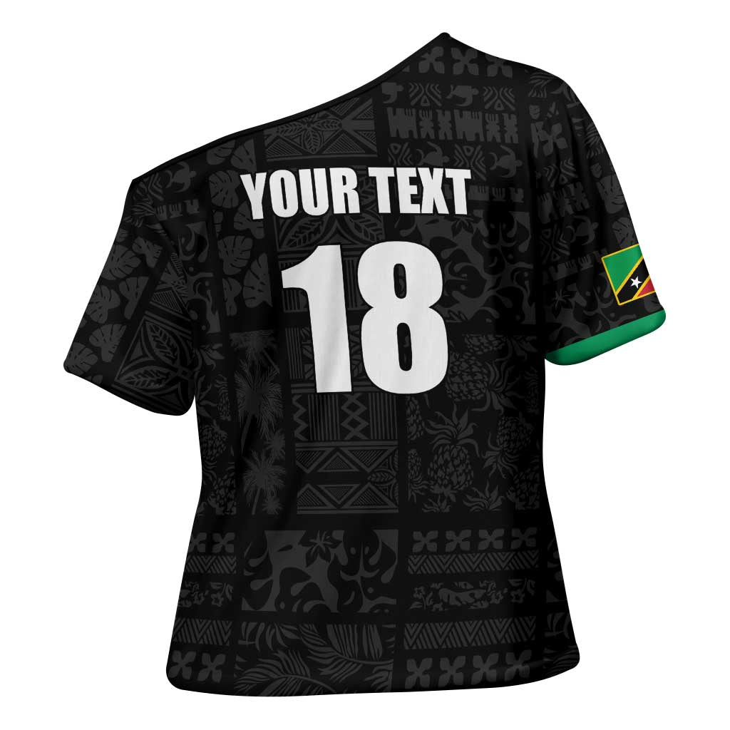 Custom Saint Kitts And Nevis Football Cross Shoulder Shirt Sugar Boyz Black Version - Wonder Print Shop