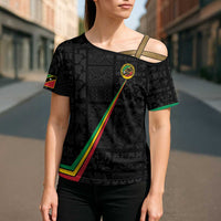 Custom Saint Kitts And Nevis Football Cross Shoulder Shirt Sugar Boyz Black Version - Wonder Print Shop