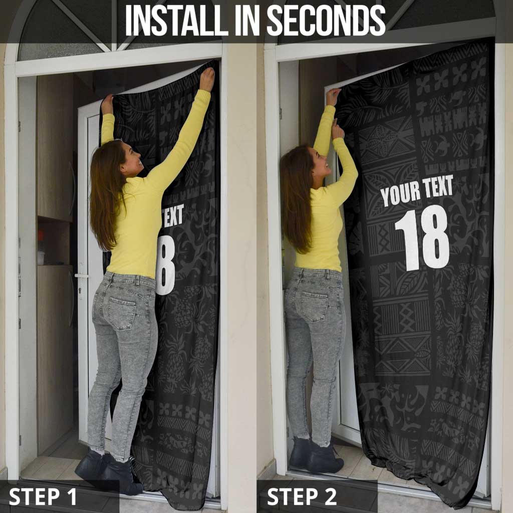 Custom Saint Kitts And Nevis Football Door Cover Sugar Boyz Black Version - Wonder Print Shop