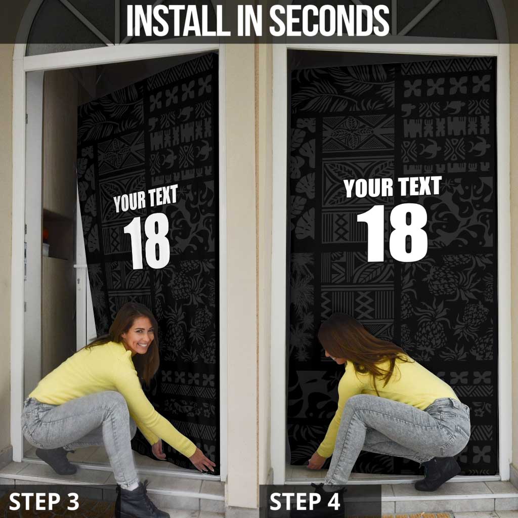 Custom Saint Kitts And Nevis Football Door Cover Sugar Boyz Black Version - Wonder Print Shop