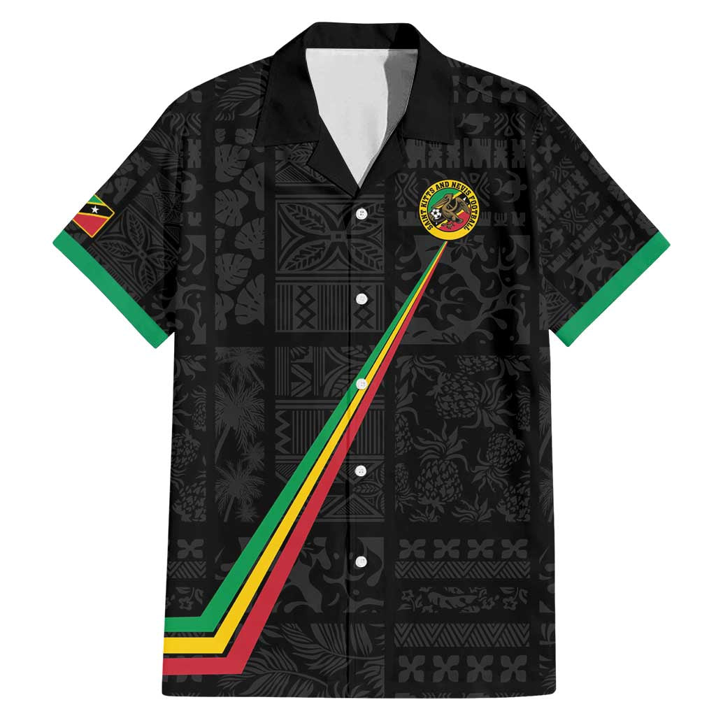 Custom Saint Kitts And Nevis Football Family Matching Mermaid Dress and Hawaiian Shirt Sugar Boyz Black Version - Wonder Print Shop