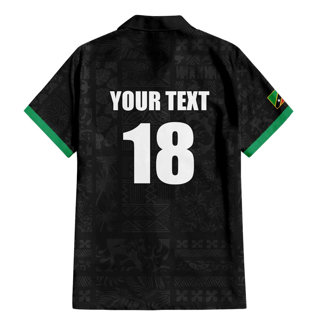 Custom Saint Kitts And Nevis Football Family Matching Mermaid Dress and Hawaiian Shirt Sugar Boyz Black Version - Wonder Print Shop