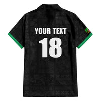 Custom Saint Kitts And Nevis Football Family Matching Off The Shoulder Long Sleeve Dress and Hawaiian Shirt Sugar Boyz Black Version - Wonder Print Shop