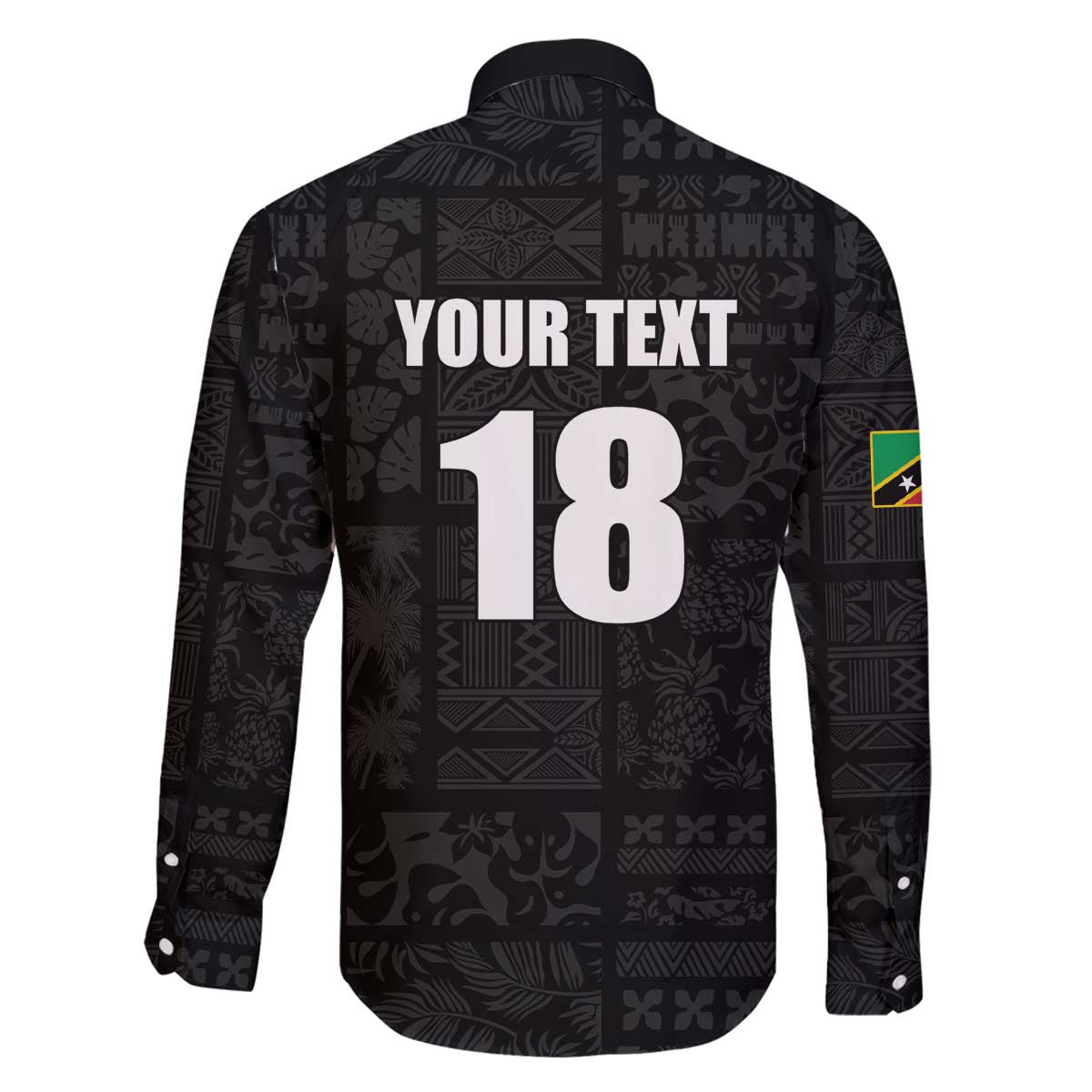 Custom Saint Kitts And Nevis Football Family Matching Off The Shoulder Long Sleeve Dress and Hawaiian Shirt Sugar Boyz Black Version - Wonder Print Shop