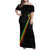 Custom Saint Kitts And Nevis Football Family Matching Off Shoulder Maxi Dress and Hawaiian Shirt Sugar Boyz Black Version - Wonder Print Shop