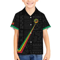 Custom Saint Kitts And Nevis Football Family Matching Off Shoulder Short Dress and Hawaiian Shirt Sugar Boyz Black Version - Wonder Print Shop