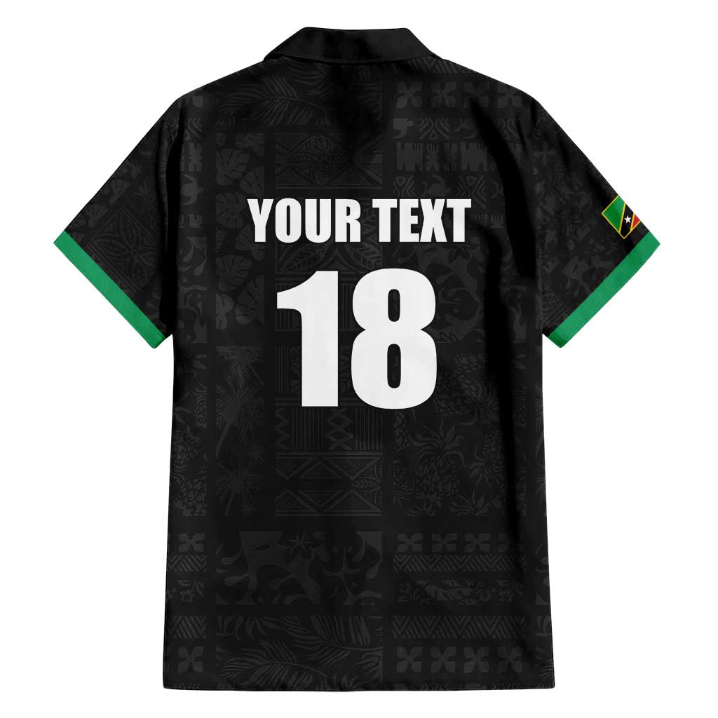 Custom Saint Kitts And Nevis Football Family Matching Puletasi and Hawaiian Shirt Sugar Boyz Black Version - Wonder Print Shop