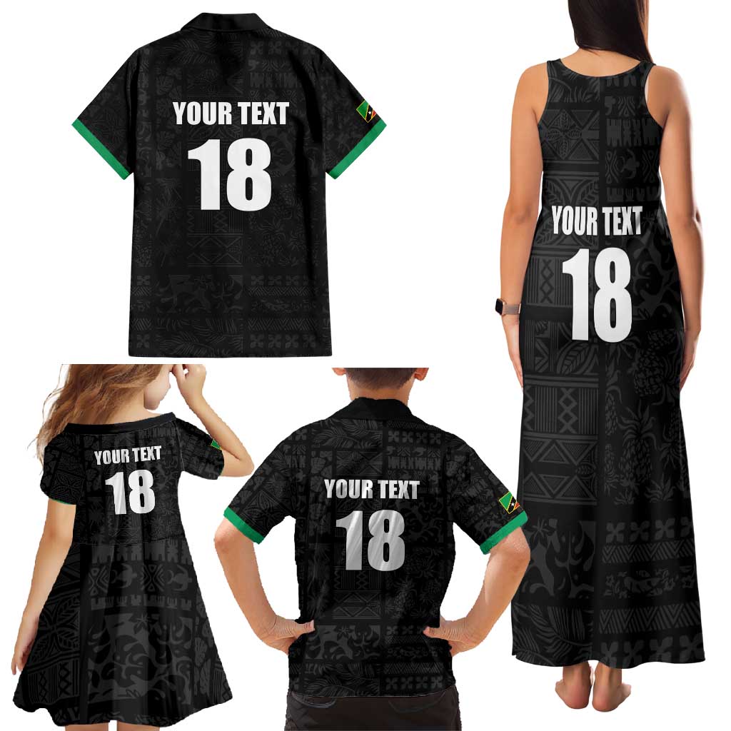 Custom Saint Kitts And Nevis Football Family Matching Tank Maxi Dress and Hawaiian Shirt Sugar Boyz Black Version - Wonder Print Shop