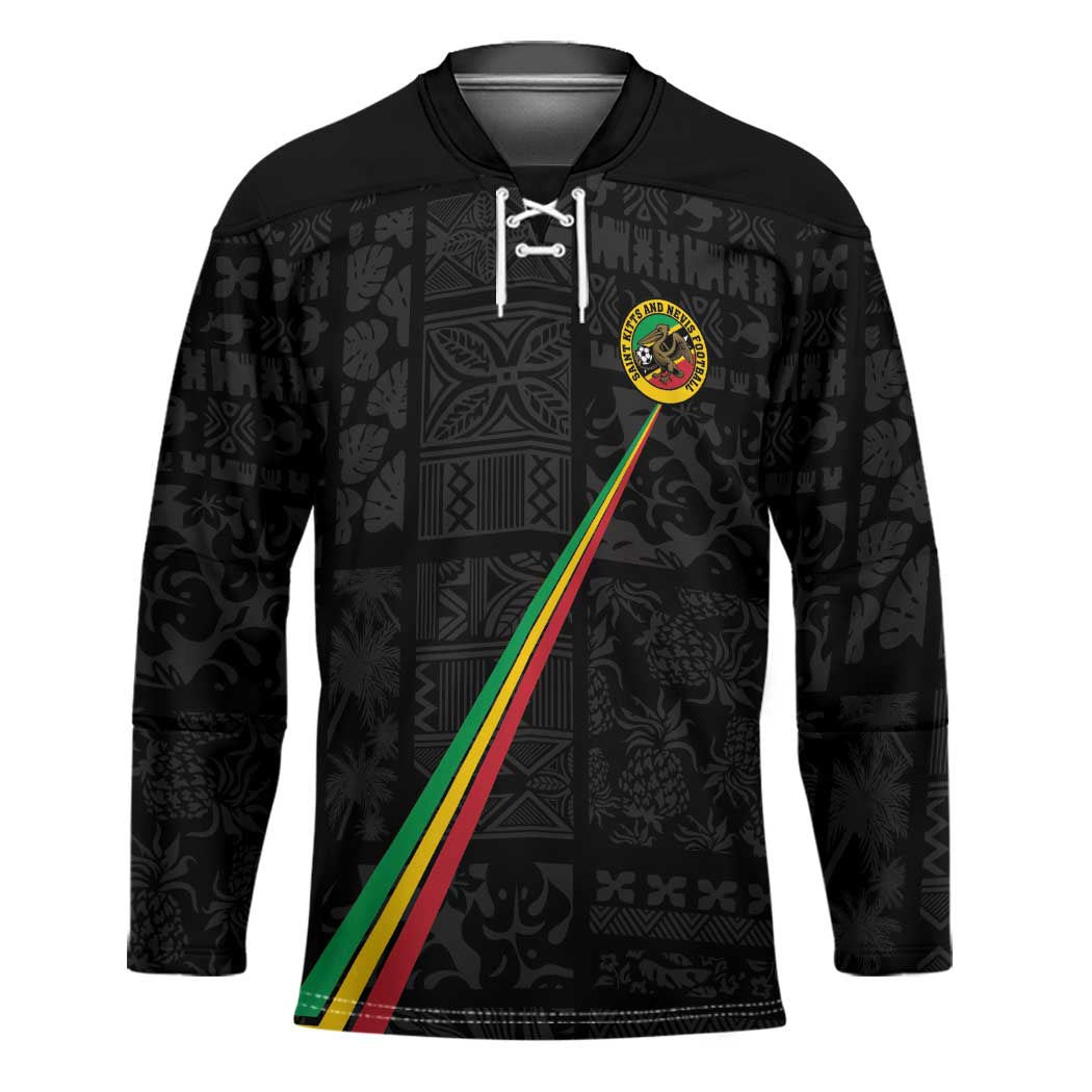 Custom Saint Kitts And Nevis Football Hockey Jersey Sugar Boyz Black Version - Wonder Print Shop