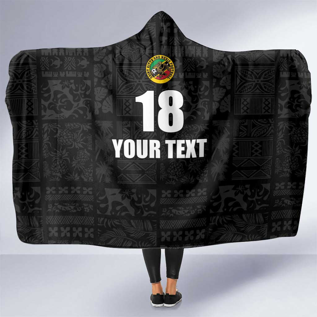 Custom Saint Kitts And Nevis Football Hooded Blanket Sugar Boyz Black Version - Wonder Print Shop