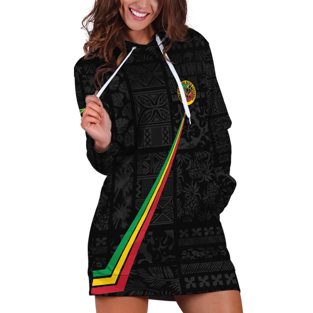 Custom Saint Kitts And Nevis Football Hoodie Dress Sugar Boyz Black Version - Wonder Print Shop