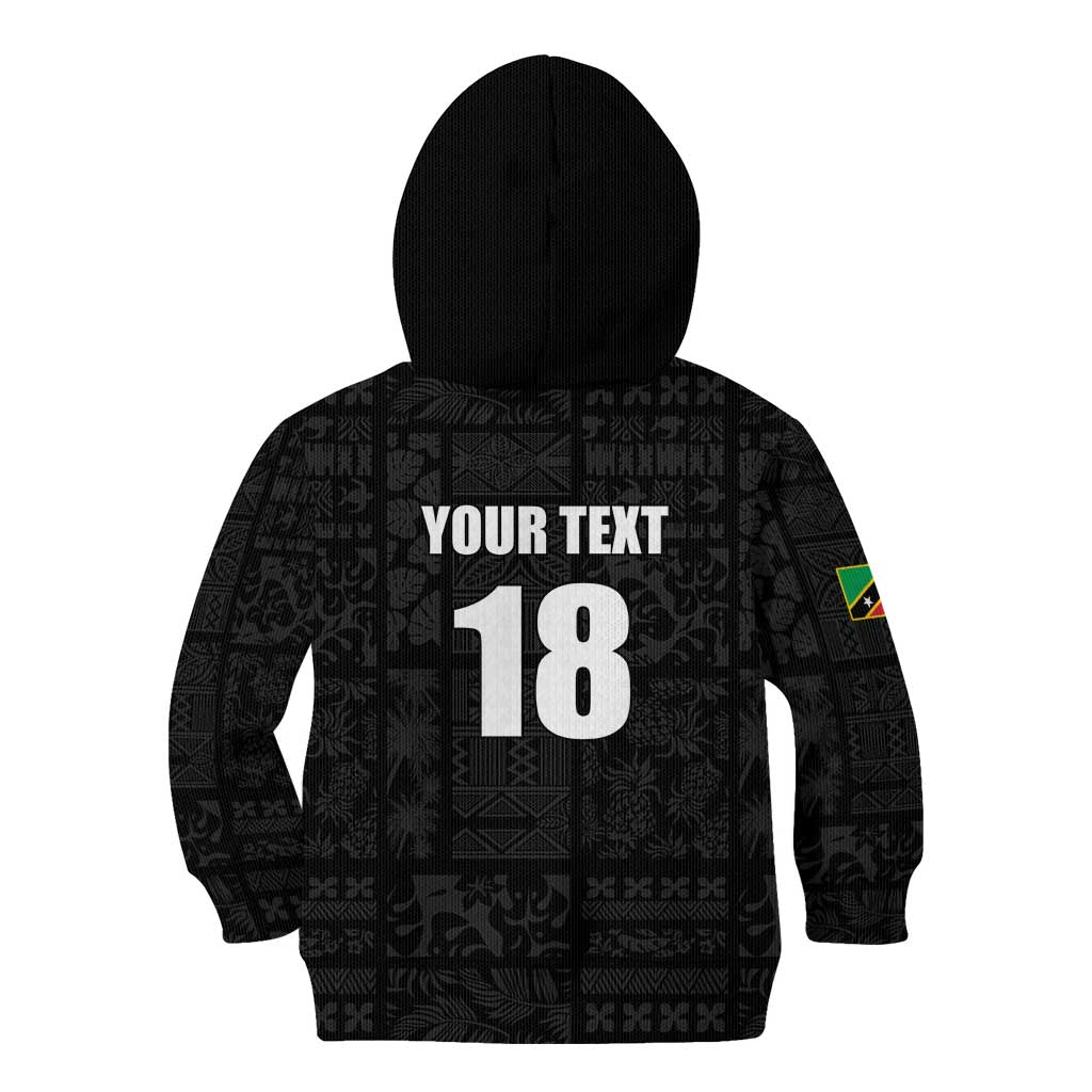 Custom Saint Kitts And Nevis Football Kid Hoodie Sugar Boyz Black Version - Wonder Print Shop