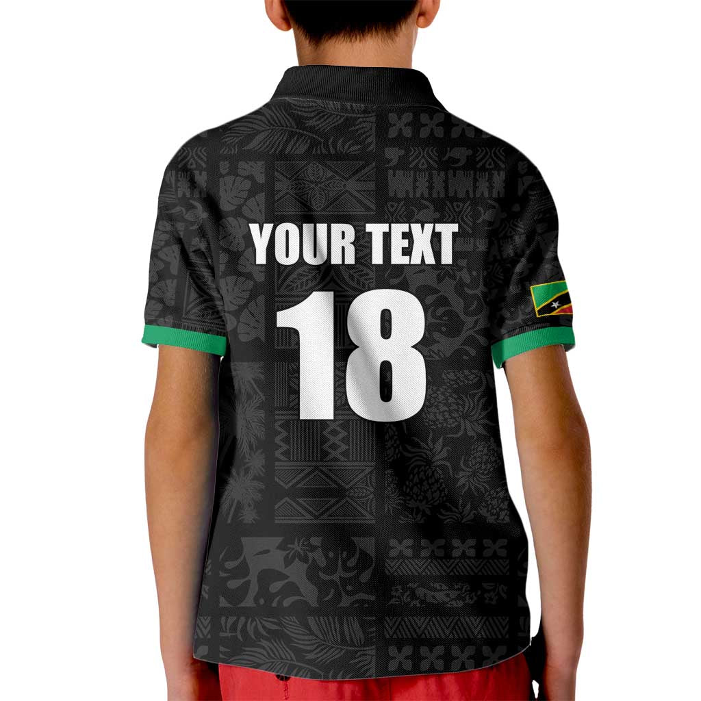 Custom Saint Kitts And Nevis Football Kid Polo Shirt Sugar Boyz Black Version - Wonder Print Shop