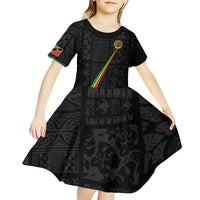 Custom Saint Kitts And Nevis Football Kid Short Sleeve Dress Sugar Boyz Black Version - Wonder Print Shop