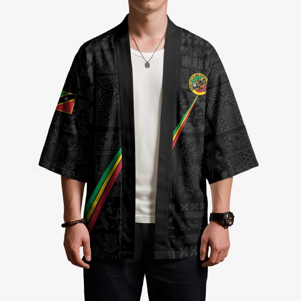 Custom Saint Kitts And Nevis Football Kimono Sugar Boyz Black Version - Wonder Print Shop