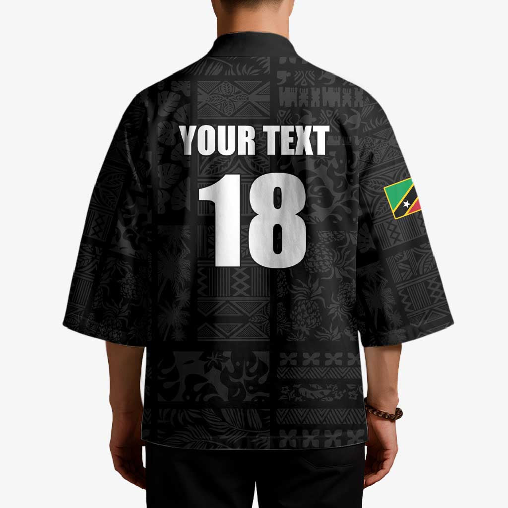 Custom Saint Kitts And Nevis Football Kimono Sugar Boyz Black Version - Wonder Print Shop