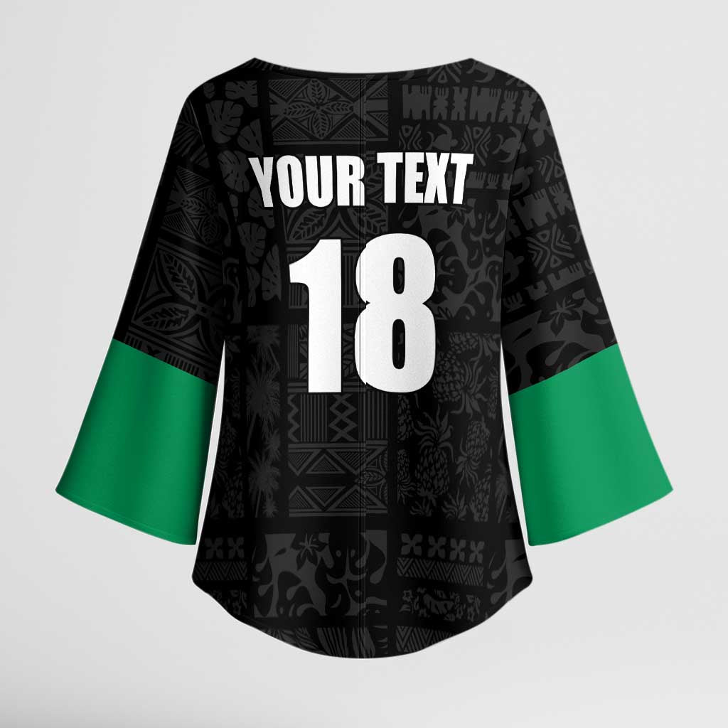 Custom Saint Kitts And Nevis Football Kimono Sleeve Blouse Sugar Boyz Black Version - Wonder Print Shop