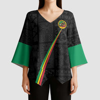 Custom Saint Kitts And Nevis Football Kimono Sleeve Blouse Sugar Boyz Black Version - Wonder Print Shop
