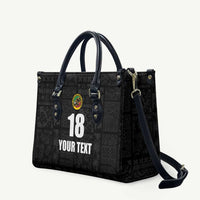 Custom Saint Kitts And Nevis Football Leather Bag Sugar Boyz Black Version - Wonder Print Shop