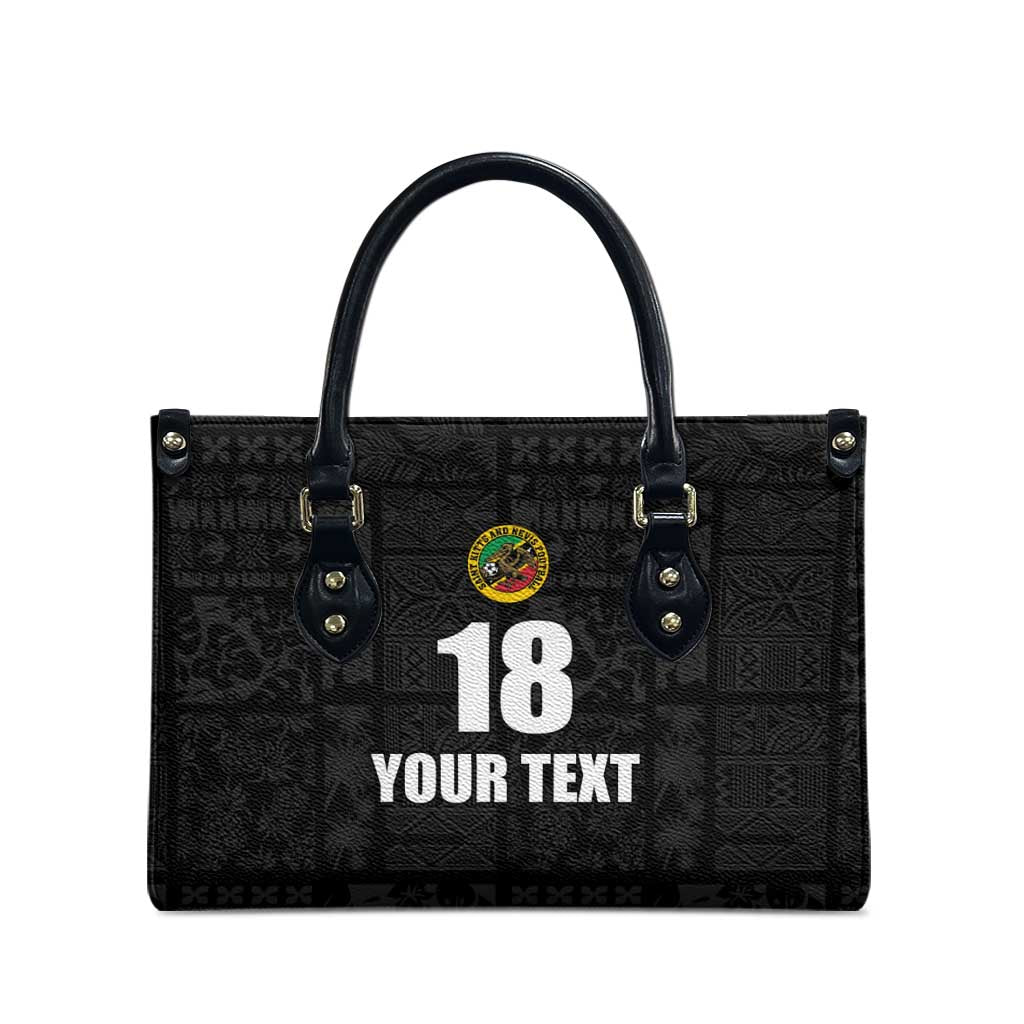 Custom Saint Kitts And Nevis Football Leather Bag Sugar Boyz Black Version - Wonder Print Shop