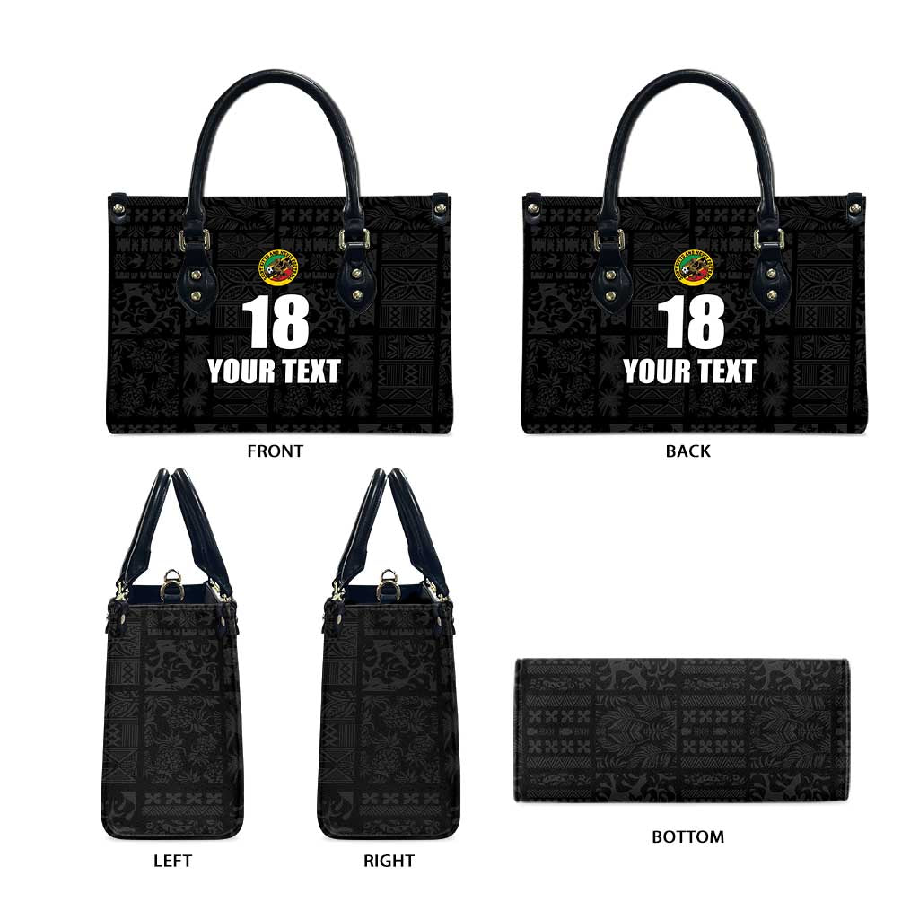 Custom Saint Kitts And Nevis Football Leather Bag Sugar Boyz Black Version - Wonder Print Shop