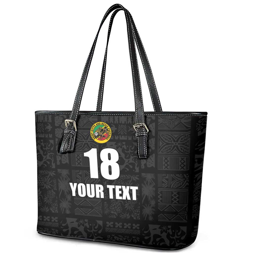 Custom Saint Kitts And Nevis Football Leather Tote Bag Sugar Boyz Black Version - Wonder Print Shop