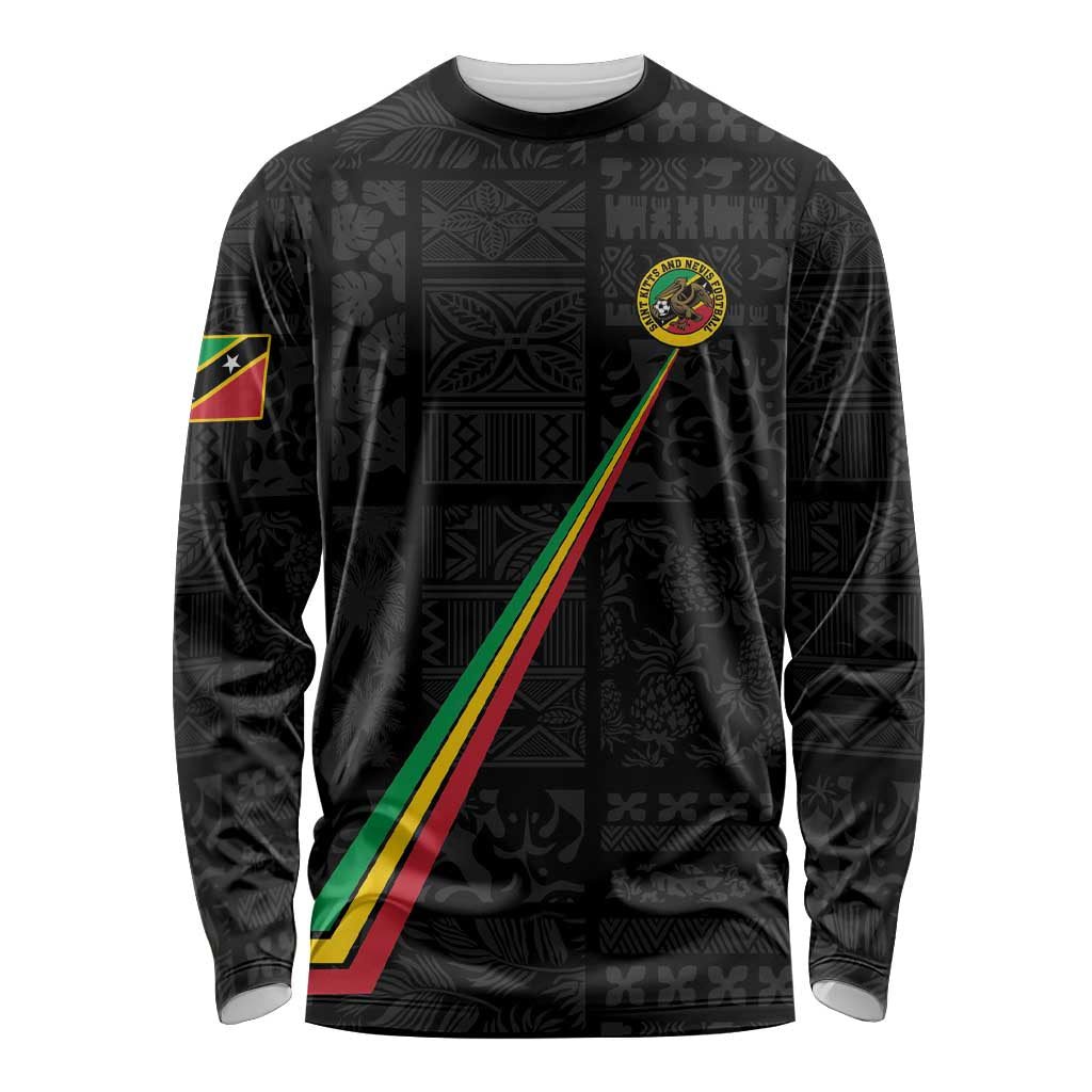 Custom Saint Kitts And Nevis Football Long Sleeve Shirt Sugar Boyz Black Version - Wonder Print Shop