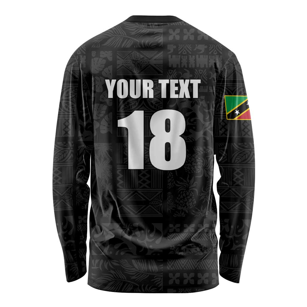 Custom Saint Kitts And Nevis Football Long Sleeve Shirt Sugar Boyz Black Version - Wonder Print Shop