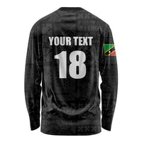Custom Saint Kitts And Nevis Football Long Sleeve Shirt Sugar Boyz Black Version - Wonder Print Shop