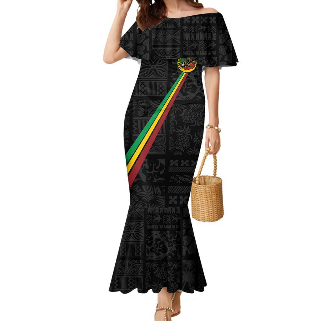 Custom Saint Kitts And Nevis Football Mermaid Dress Sugar Boyz Black Version - Wonder Print Shop