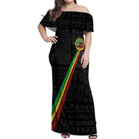 Custom Saint Kitts And Nevis Football Off Shoulder Maxi Dress Sugar Boyz Black Version - Wonder Print Shop