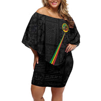 Custom Saint Kitts And Nevis Football Off Shoulder Short Dress Sugar Boyz Black Version - Wonder Print Shop