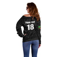Custom Saint Kitts And Nevis Football Off Shoulder Sweater Sugar Boyz Black Version - Wonder Print Shop