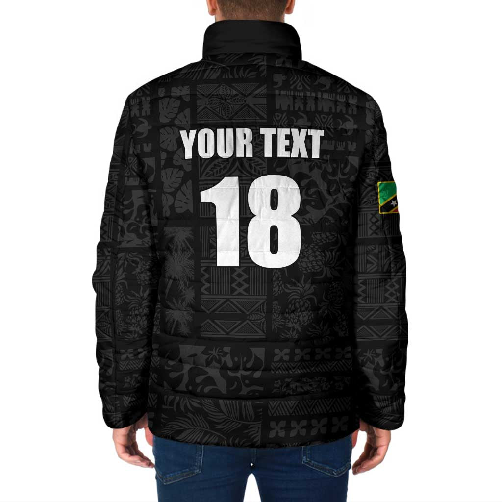 Custom Saint Kitts And Nevis Football Padded Jacket Sugar Boyz Black Version - Wonder Print Shop