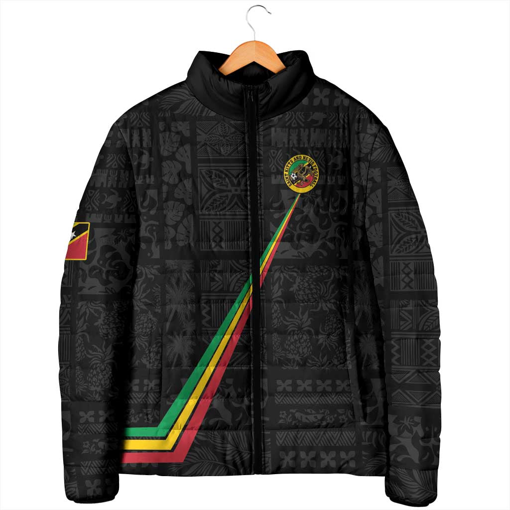 Custom Saint Kitts And Nevis Football Padded Jacket Sugar Boyz Black Version - Wonder Print Shop