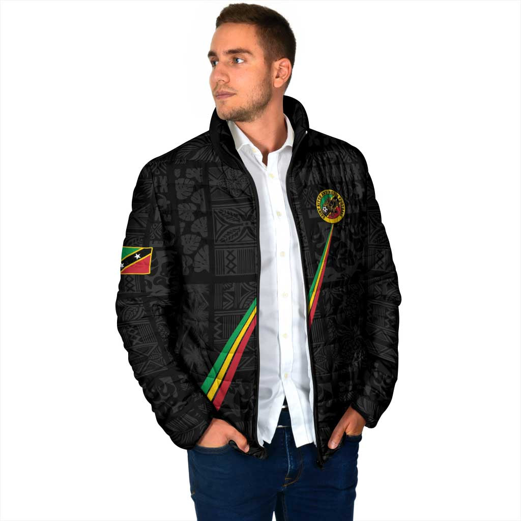 Custom Saint Kitts And Nevis Football Padded Jacket Sugar Boyz Black Version - Wonder Print Shop