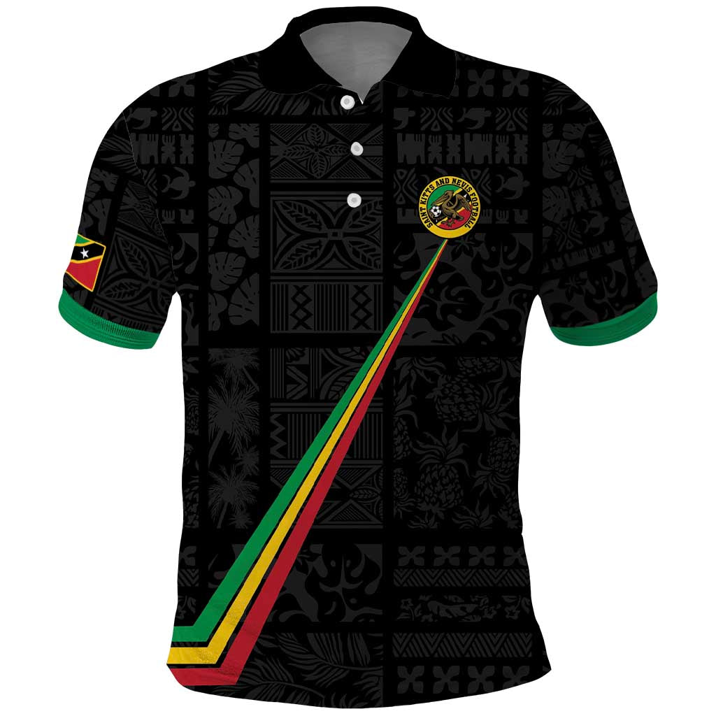 Custom Saint Kitts And Nevis Football Polo Shirt Sugar Boyz Black Version - Wonder Print Shop