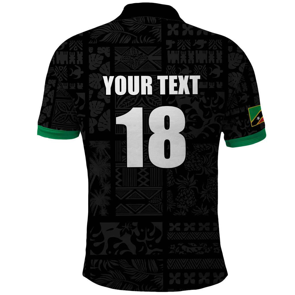 Custom Saint Kitts And Nevis Football Polo Shirt Sugar Boyz Black Version - Wonder Print Shop